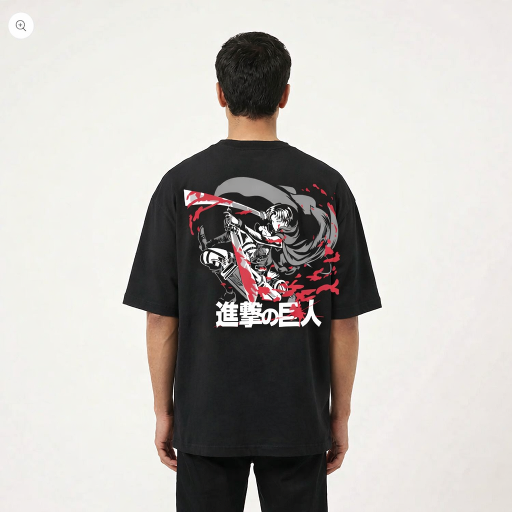 Attack on Titan Levi Ackerman Oversized Anime T-Shirt | Shingeki No Kyojin Back Print Tee